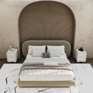 Fellow Curve Lime Bouclé Bed