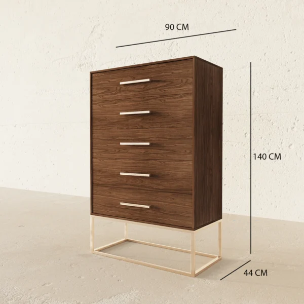 Walden 5-Drawer Chest with Gold Base