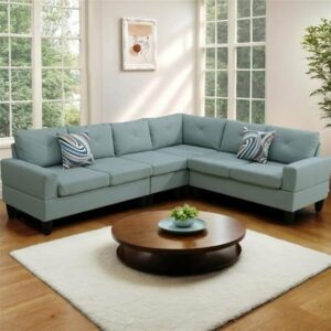 6-Seater Pale Green L-Shaped Sectional Sofa