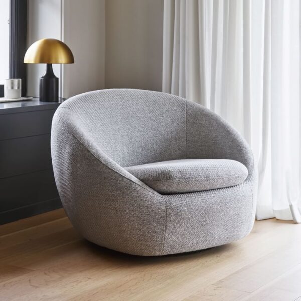 Gray Cocoon Swivel Arm Chair