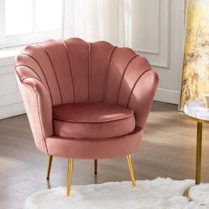 Pink Velvet Shell Accent Chair
