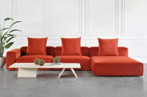 Modular Blaze L-Shaped Sofa in Fiery Red