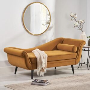 Aurora Rolled Arm Velvet Chaise Lounge