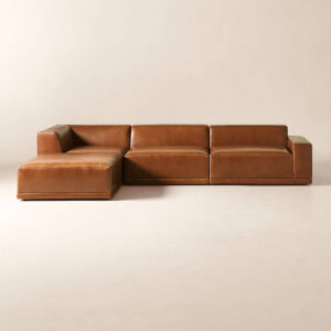 Faible L-Shaped Brown Leather Sectional Sofa