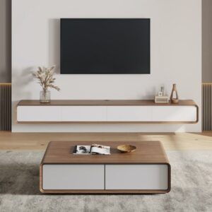 Lunara Modern Floating TV Cabinet with White Drawer Fronts
