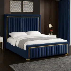 Glam Velvet Bed with Channel Tufted Headboard