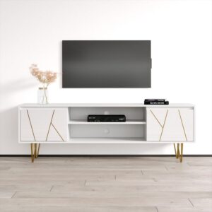 White & Gold TV Console