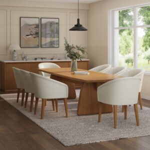 Modern Teak Wood Dining Table 8-Seater Set