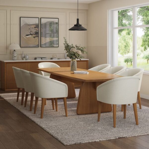 Modern Teak Wood Dining Table 8-Seater Set