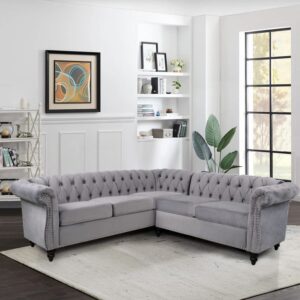 Classic Chesterfield Velvet Sectional Sofa