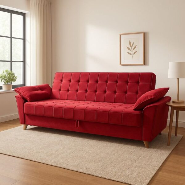 Crimza Tufted Red Sofa Bed