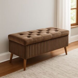 Camden Ottoman Bench – Mocha Velvet