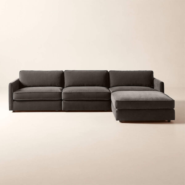 Malea Charcoal Gray L-Shaped Sectional Sofa