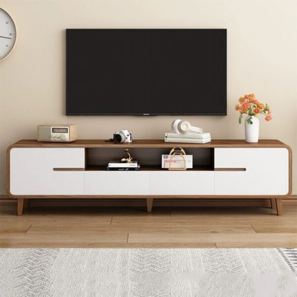 Modern Walnut & White TV Unit