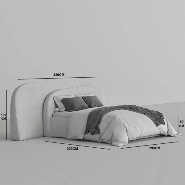 Fenno Bed – Sculpted Minimalist Upholstered Bed in Grey - Image 4
