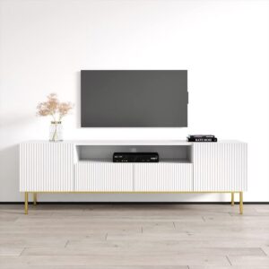White Fluted TV Unit