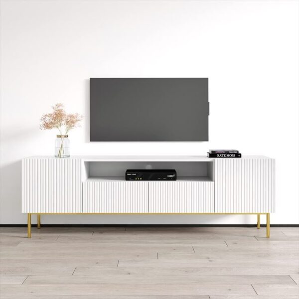 White Fluted TV Unit