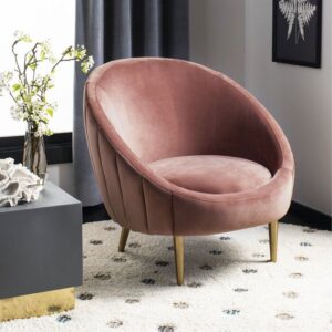 Pink Velvet Barrel Accent Chair
