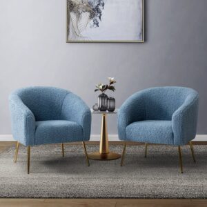 Blue Boucle Accent Chairs – Set of 2