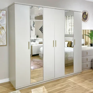 White 4-Door Mirrored Wardrobe
