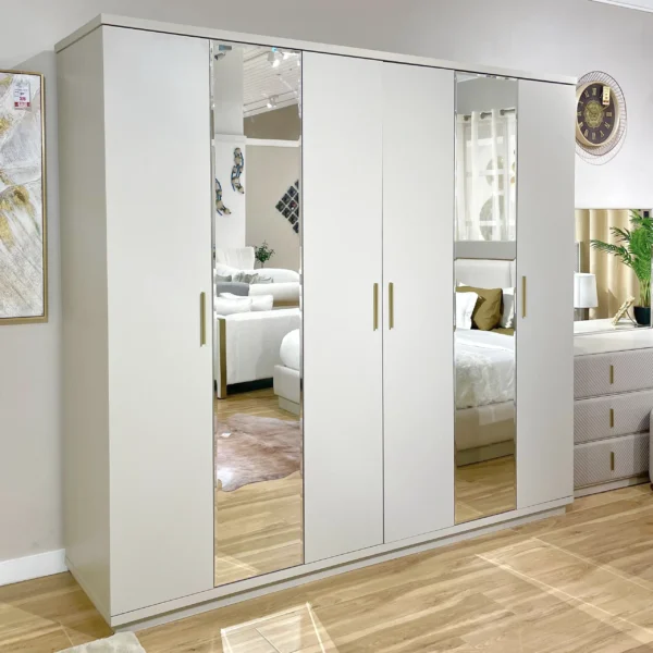 White 4-Door Mirrored Wardrobe