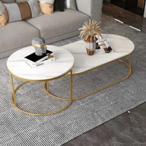 White and Gold Marble Nesting Coffee Table