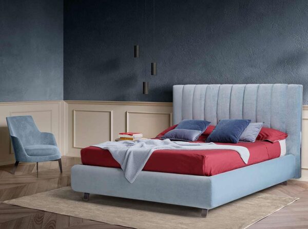 Velmora – Powder Blue Tufted Velvet Bed Frame