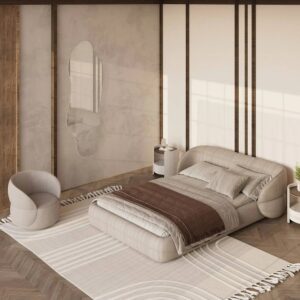 Arco Bed – Rounded Upholstered Bed with Soft Contours