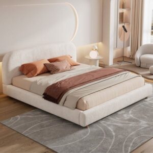 Nuvora – Bouclé Upholstered Bed