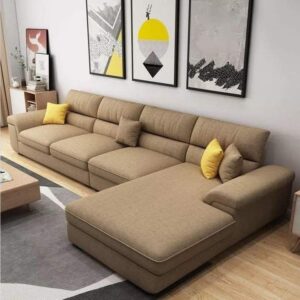 Contemporary Brown L-Shaped Sectional Sofa with Chaise
