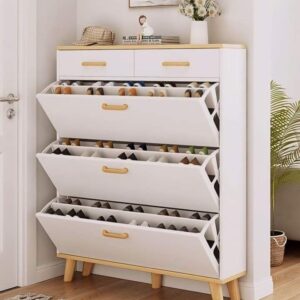 Multi-Tier Modern Shoe Cabinet with Flip Drawers