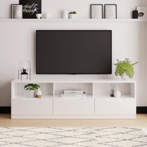 Modern White TV Unit with Storage