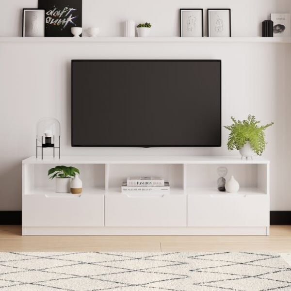 Modern White TV Unit with Storage