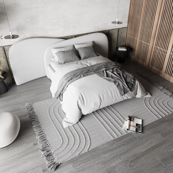 Fenno Bed – Sculpted Minimalist Upholstered Bed in Grey - Image 2