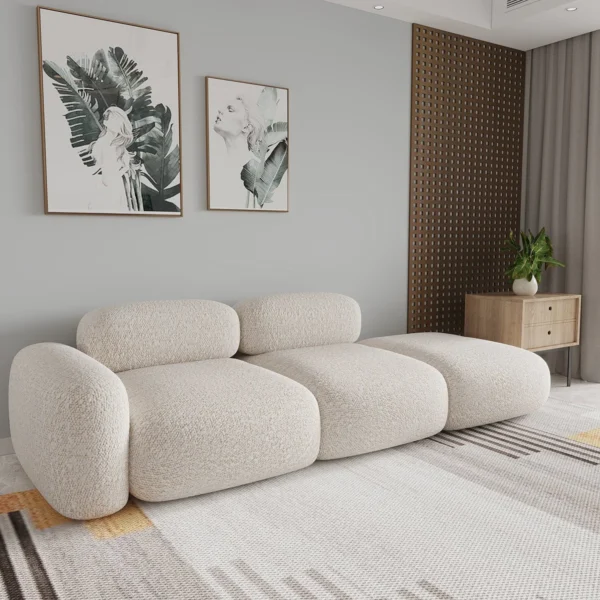 Marshmallow Curve Modular Sofa – Bouclé Bliss Edition