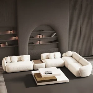 Velluto L-Shaped Bouclé Sofa Set