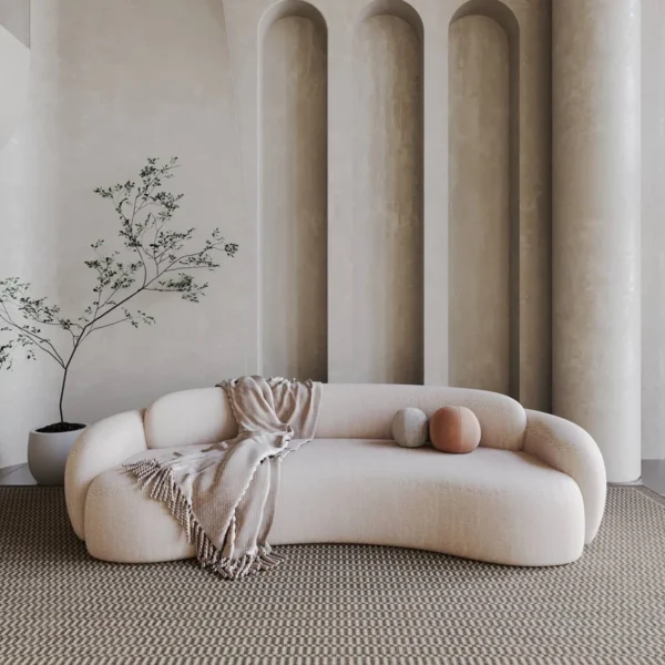 Lunava Curved Cream Sofa