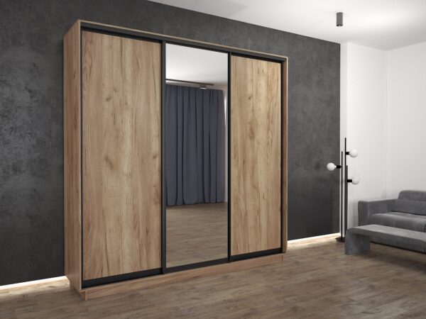 Oak Mirror Wardrobe