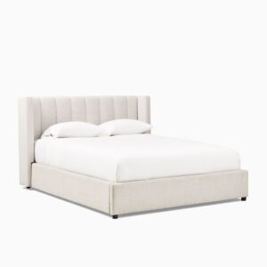 chic soft beige tufted bed frame