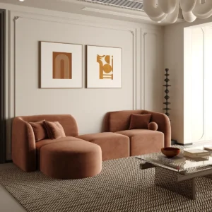 Valencia Burnt Orange Velvet 3-Seater Sofa