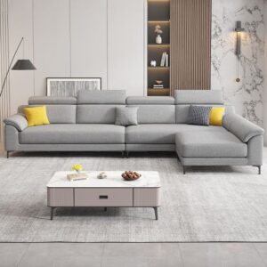 Hoor Zenvora L-Shape Sofa – Cloud Grey Luxe Series