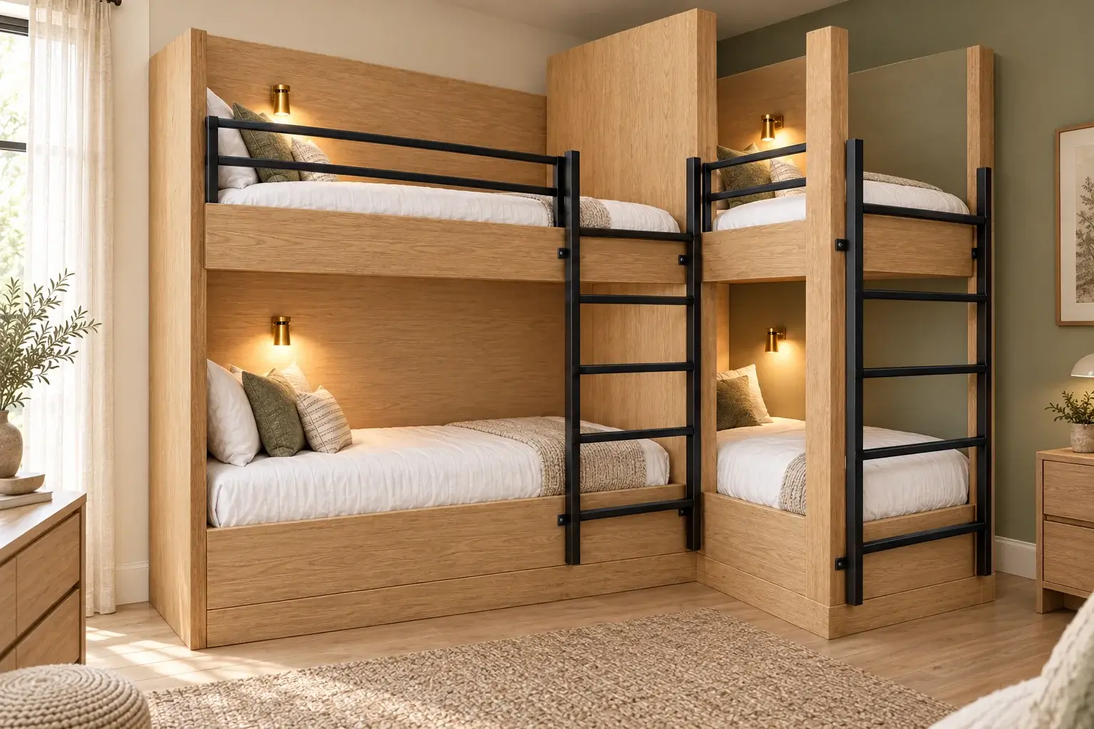 L-shaped corner bunk bed Closeup