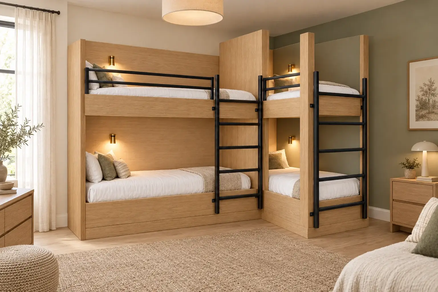 L-shaped corner bunk bed